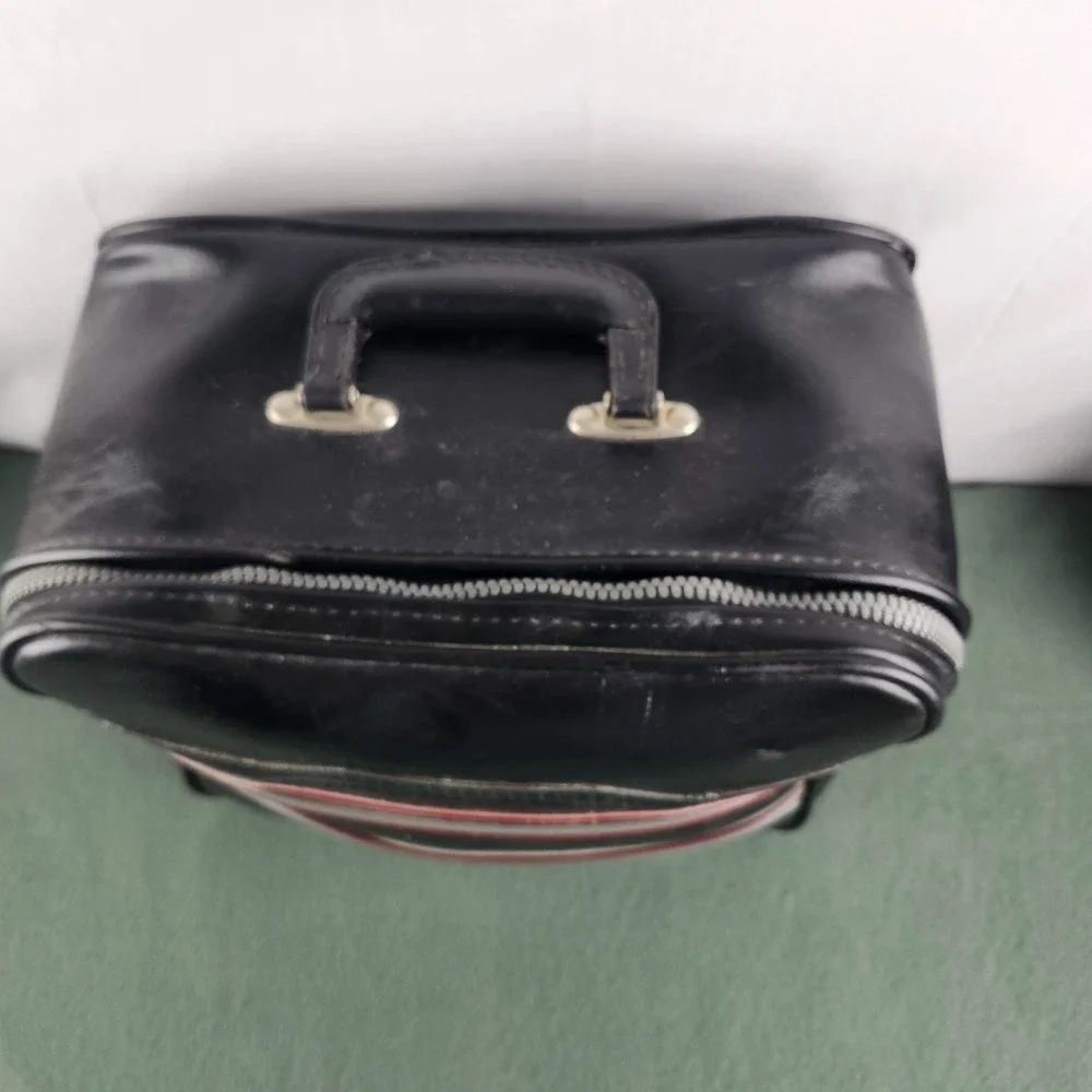 Vintage Brunswick Bowling Ball Bag Made in USA Black with Stripes Wire Rack